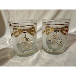 Vintage Neiman Marcus Holiday Christmas Ornament Frosted Glasses Set of 2